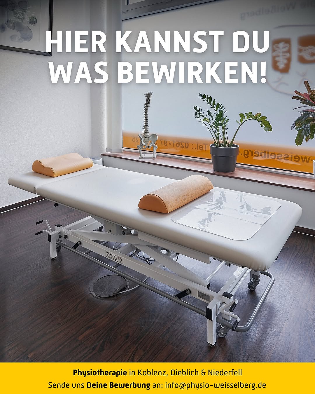 Photo by Physiotherapie Weißelberg in Physiotherapie Weißelberg. May be an image of ‎text that says '‎HIER KANNST DU WAS BEWIRKEN! ١50۰-21 1e-i05o:.191 .191 eaediea19 لبکد 已代 Physiotherapie in Koblenz, Dieblich & Niederfell Sende uns Deine Bewerbung an: info@physio-wesselberg.de‎'‎.